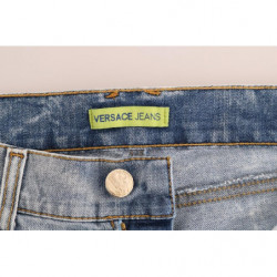 Jeans slim fit elasticizzati strappati con lavaggio blu - W26
