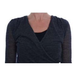 T-shirt a maniche lunghe con top in pizzo di lana grigia - IT44 - M