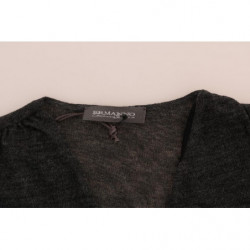 T-shirt a maniche lunghe con top in pizzo di lana grigia - IT44 - M