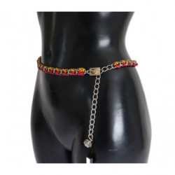 Cintura in pelle di cristallo rosso giallo - M