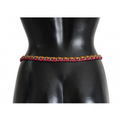 Cintura in pelle di cristallo rosso giallo - S