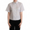 Camicia con bottoni con colletto a pois bianchi grigi - IT44-L