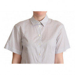Camicia con bottoni con colletto a pois bianchi grigi - IT44-L