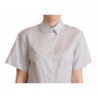 Camicia con bottoni con colletto a pois bianchi grigi - IT44-L