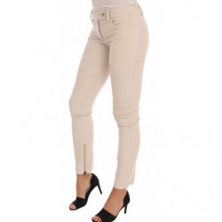 Pantaloni skinny in velluto a coste jeans slim beige - IT46-XL