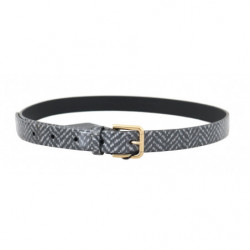 Cintura in pelle con motivo Chevron bianco nero - 65 CM / 26 INCHES