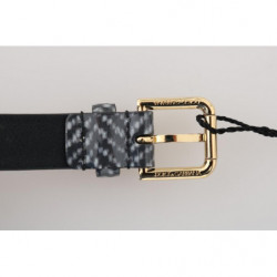 Cintura in pelle con motivo Chevron bianco nero - 65 CM / 26 INCHES