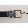 Cintura in pelle con motivo Chevron bianco nero - 65 CM / 26 INCHES
