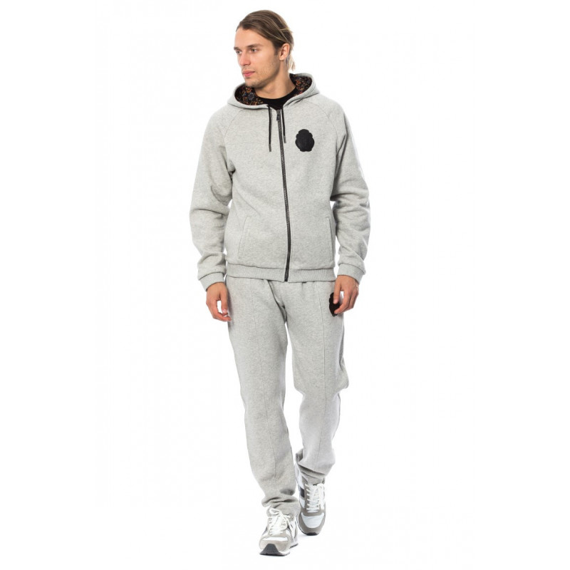 Felpa con cappuccio in cotone grigio - 4XL