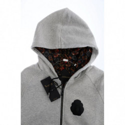 Felpa con cappuccio in cotone grigio - 4XL
