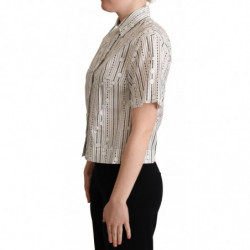 Camicia con colletto abbottonato a pois e cerchi bianchi - IT46-XL
