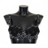 Reggiseno intimo elasticizzato in pizzo bianco di seta nera - IT2 - S