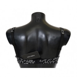 Reggiseno intimo elasticizzato in pizzo bianco di seta nera - IT2 - S
