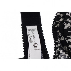 Reggiseno intimo elasticizzato in pizzo bianco di seta nera - IT2 - S