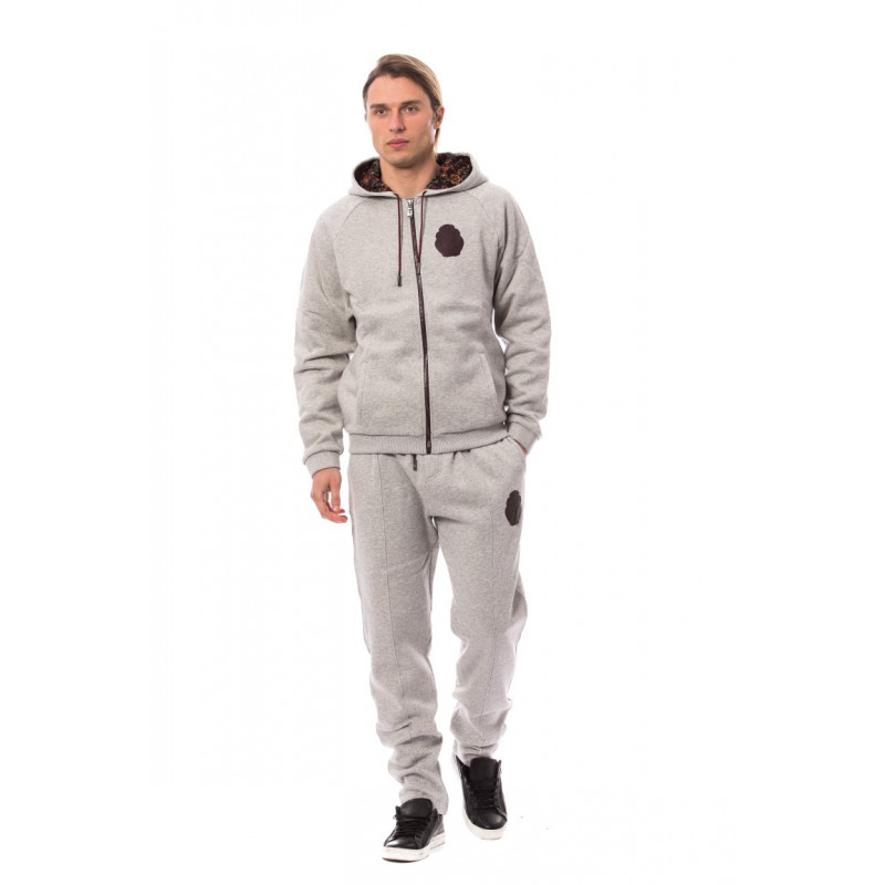 Felpa con cappuccio in cotone grigio - 3XL