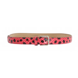 Cintura fibbia argentata pelle serpente pois rosa - 80 CM / 32 INCHES