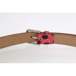 Cintura fibbia argentata pelle serpente pois rosa - 80 CM / 32 INCHES