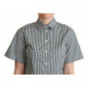 Top in camicetta con camicia a quadri in cotone bianco verde - IT40-S