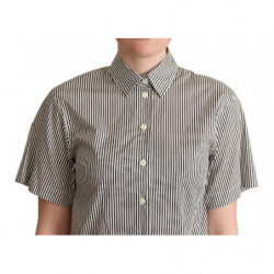 Camicia in cotone a righe bianche nere - IT42-M
