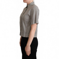 Camicia in cotone a righe bianche nere - IT46-XL