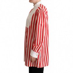 Camicia formale a maniche lunghe a righe bianche rosse - IT40-S