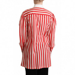 Camicia formale a maniche lunghe a righe bianche rosse - IT40-S