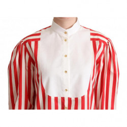 Camicia formale a maniche lunghe a righe bianche rosse - IT40-S