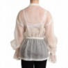 Top camicetta a maniche lunghe con colletto Ascot bianco - IT38 - S
