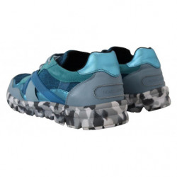 Sneakers basse sportive in pelle blu grigio - EU40/US7