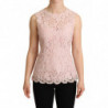 Camicetta senza maniche in pizzo floreale rosa - IT40-S