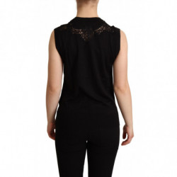 Canotta ritagliata in seta di cashmere nera - IT40-S
