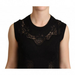 Canotta ritagliata in seta di cashmere nera - IT40-S