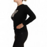 Maglione pullover girocollo nero a maniche lunghe - IT38-XS