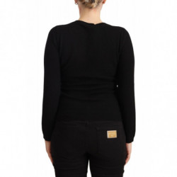 Maglione pullover girocollo nero a maniche lunghe - IT38-XS