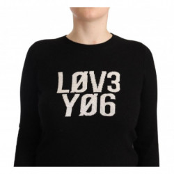 Maglione pullover girocollo nero a maniche lunghe - IT38-XS