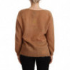 Maglione a maniche lunghe con scollo a V cardigan marrone - IT42-M