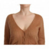 Maglione a maniche lunghe con scollo a V cardigan marrone - IT42-M