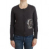 Maglione lavorato a maglia cardigan con paillettes in lana viola - S
