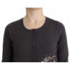 Maglione lavorato a maglia cardigan con paillettes in lana viola - S