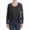 Maglione lavorato a maglia cardigan con paillettes in lana viola - S