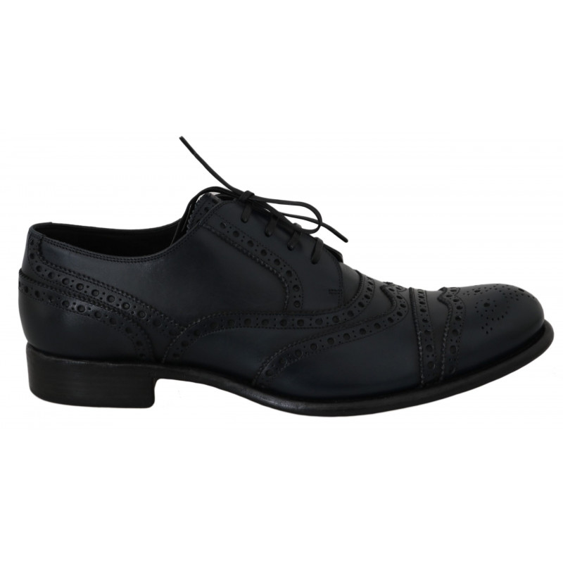 Scarpe eleganti Oxford con punta alare in pelle blu scuro - EU44/US11