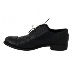 Scarpe eleganti Oxford con punta alare in pelle blu scuro - EU44/US11