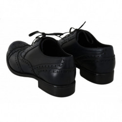 Scarpe eleganti Oxford con punta alare in pelle blu scuro - EU45/US12