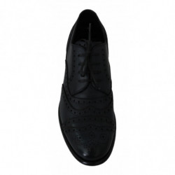 Scarpe eleganti Oxford con punta alare in pelle blu scuro - EU45/US12