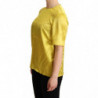 T-shirt in camicetta a maniche corte in seta gialla - IT44-L