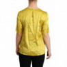 T-shirt in camicetta a maniche corte in seta gialla - IT44-L