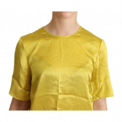 T-shirt in camicetta a maniche corte in seta gialla - IT44-L
