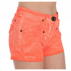 Mini shorts in denim di cotone arancione a vita media - IT40-S