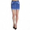 Minigonna casual elasticizzata in cotone blu - IT38-XS