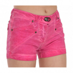 Mini shorts in denim di cotone rosa a vita media - IT38-XS